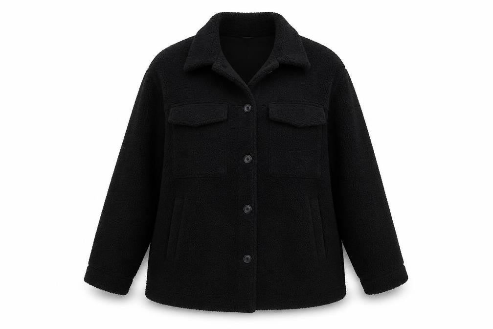 H&M Women's Black Fleece Jacket Size L Casual Winter