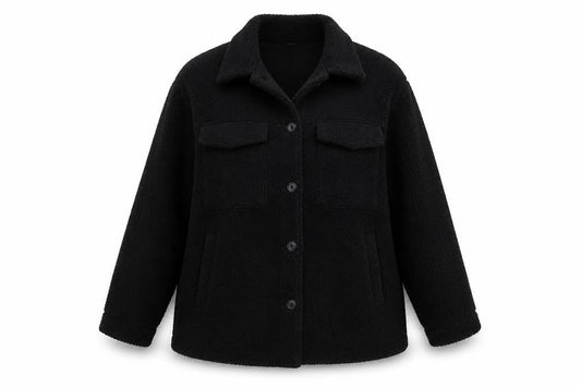 H&M Women's Black Fleece Jacket Size L Casual Winter