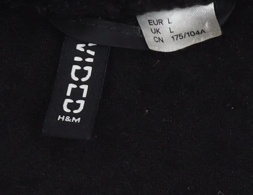 H&M Women's Black Fleece Jacket Size L Casual Winter