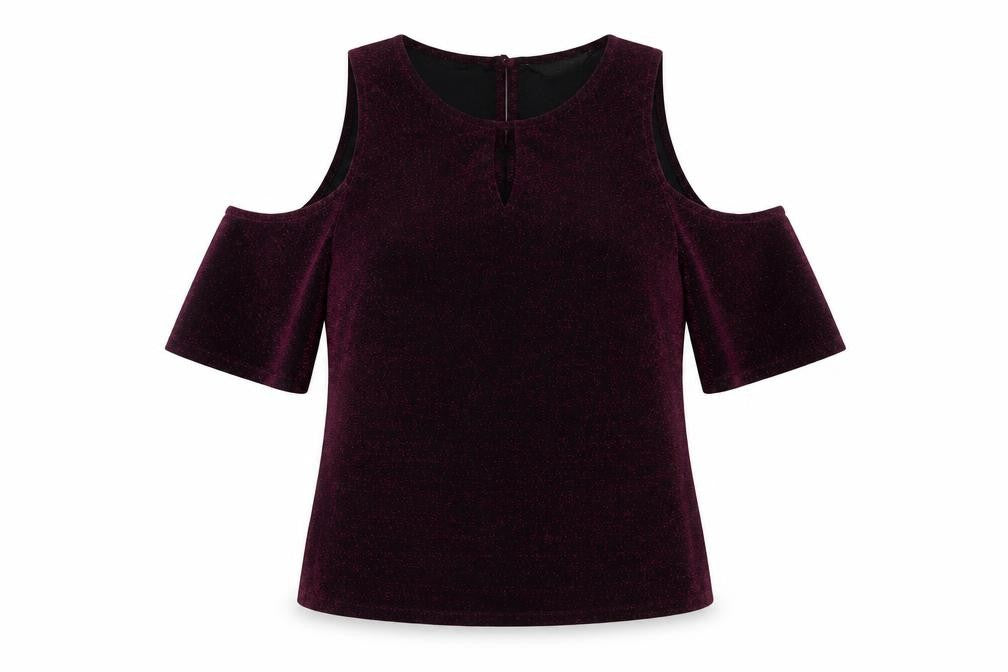 Dorothy Perkins Women's Purple Cold Shoulder Top