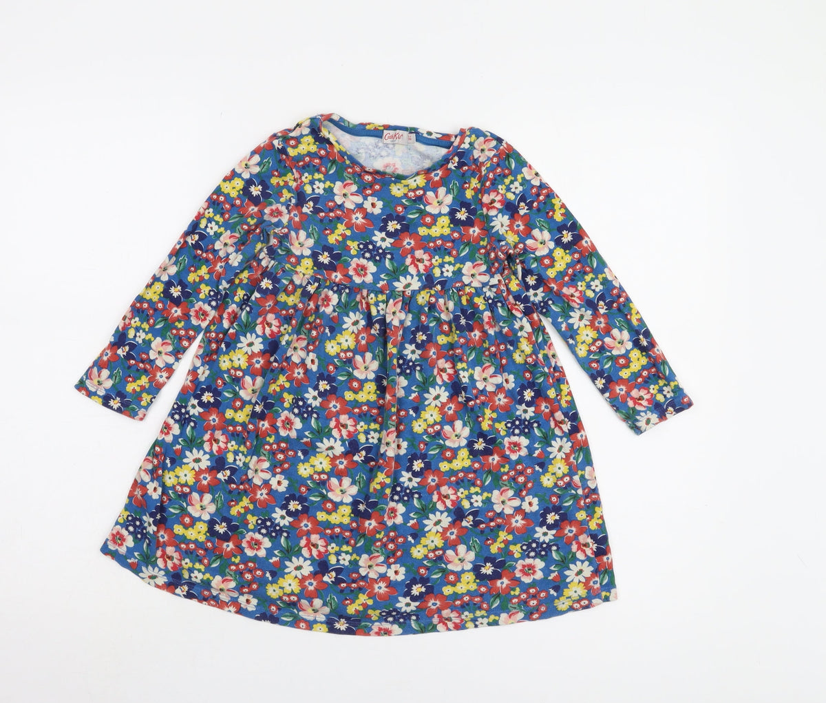 Cath Kidston Girls' Blue Floral Long Sleeve Dress 5-6 Yrs