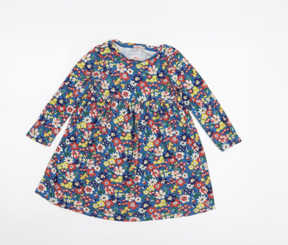 Additional front view of Cath Kidston girls’' blue floral long sleeve dress 5-6 yrs
