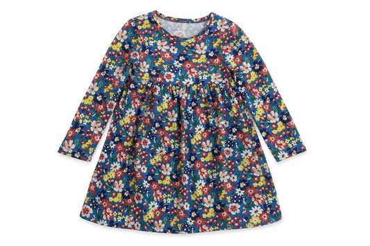 Cath Kidston Girls' Blue Floral Long Sleeve Dress 5-6 Yrs