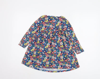 Back view of Cath Kidston girls’' blue floral long sleeve dress 5-6 yrs