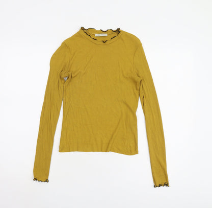 Zara Women's Yellow Long Sleeve Solid T-Shirt