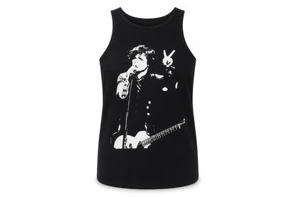 Front view of Death Kitty unisex black music tank top, size 14