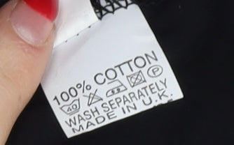Close-up detail of Death Kitty unisex black music tank top, size 14