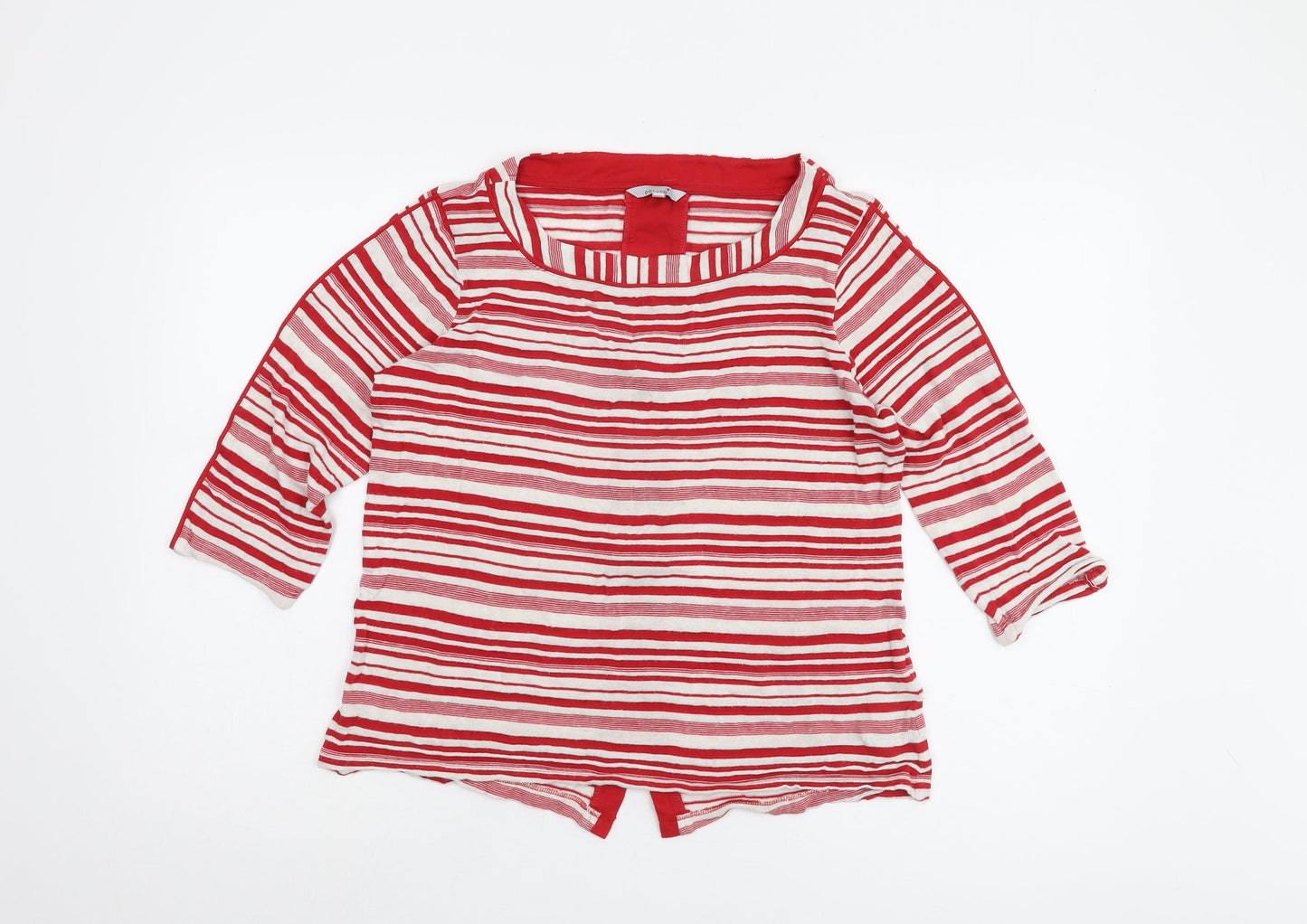 Marks and Spencer Women's Red Striped 3/4 Sleeve T-Shirt