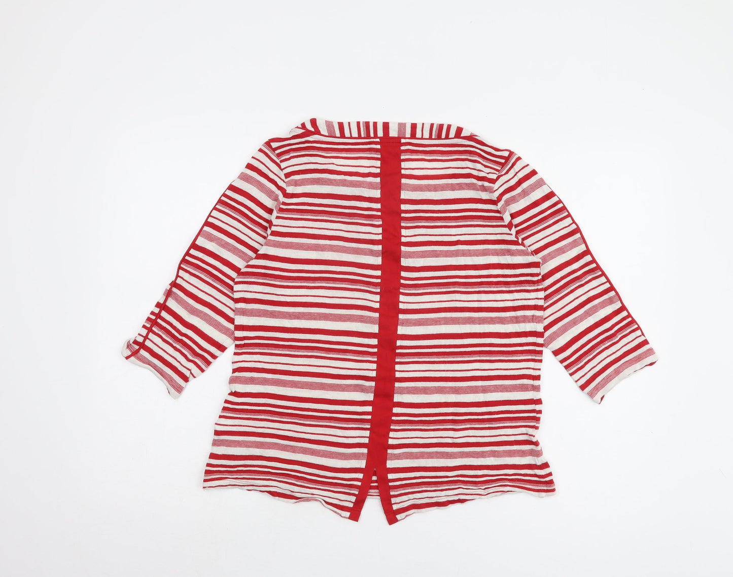 Marks and Spencer Women's Red Striped 3/4 Sleeve T-Shirt