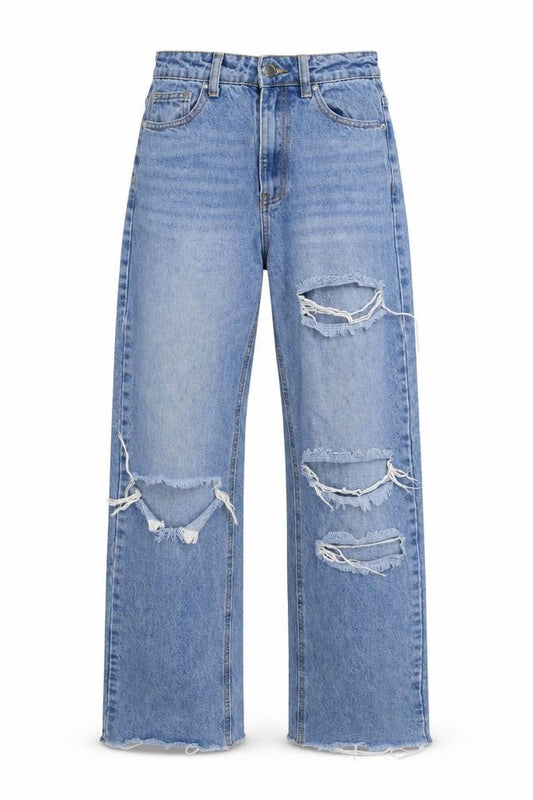 PrettyLittleThing Women's Blue Straight Jeans Size 8