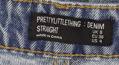 PRETTYLITTLETHING Women's Blue Straight Jeans Size 8