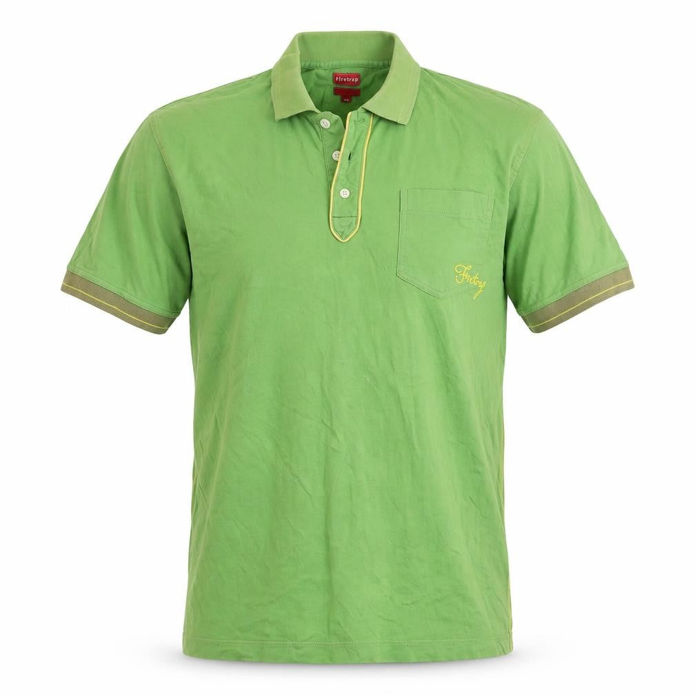 Firetrap Men's Green Polo Shirt, Short Sleeve, Collared