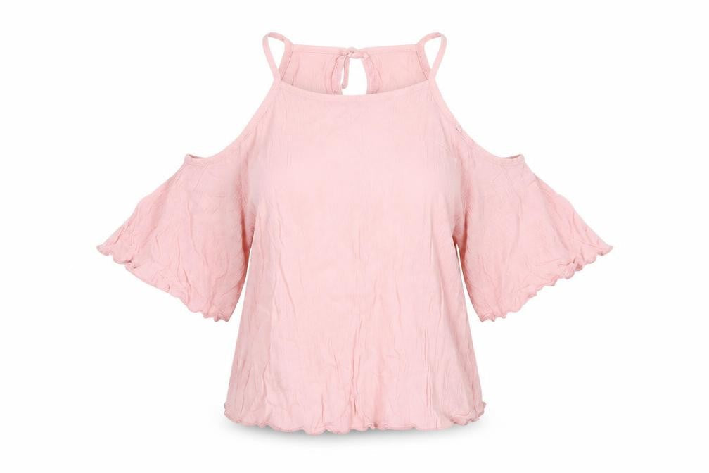 Brave Soul Women's Pink Cold Shoulder Top Size S