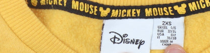 Preloved Disney Unisex Yellow Mickey Mouse Pullover Sweatshirt 2XS - Detail
