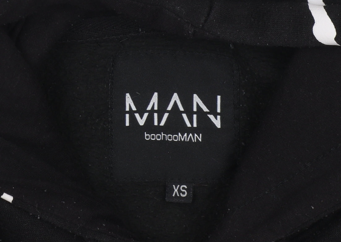 boohooMAN Men's Black XS Graphic Print Hoodie