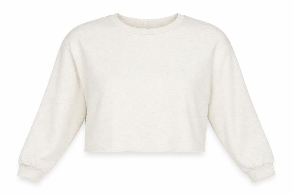MNG Women's Ivory Sweatshirt, Size S, Crew Neck