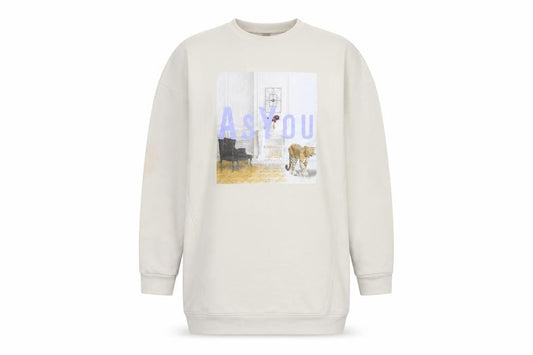 As You Women's Beige Graphic Print Sweatshirt Size 8