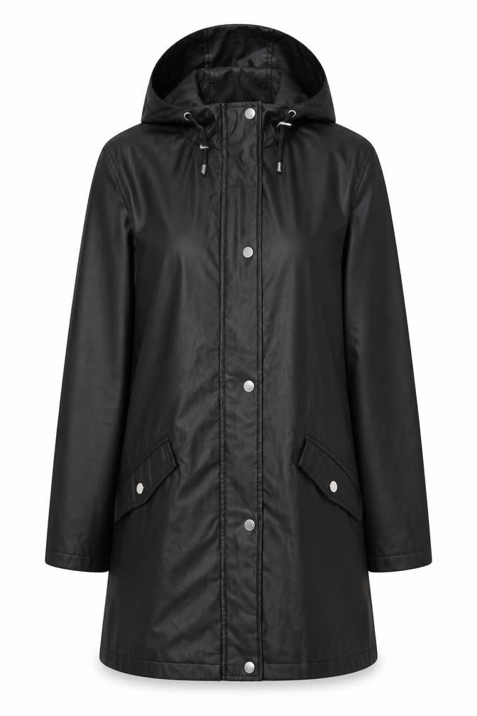 New Look Women's Black Hooded Rain Coat Size 10