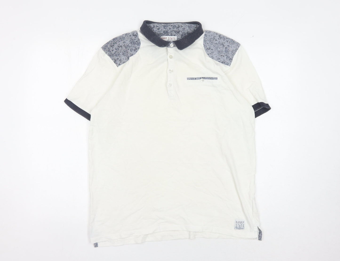 Nanny State Men's White Polo Shirt XL
