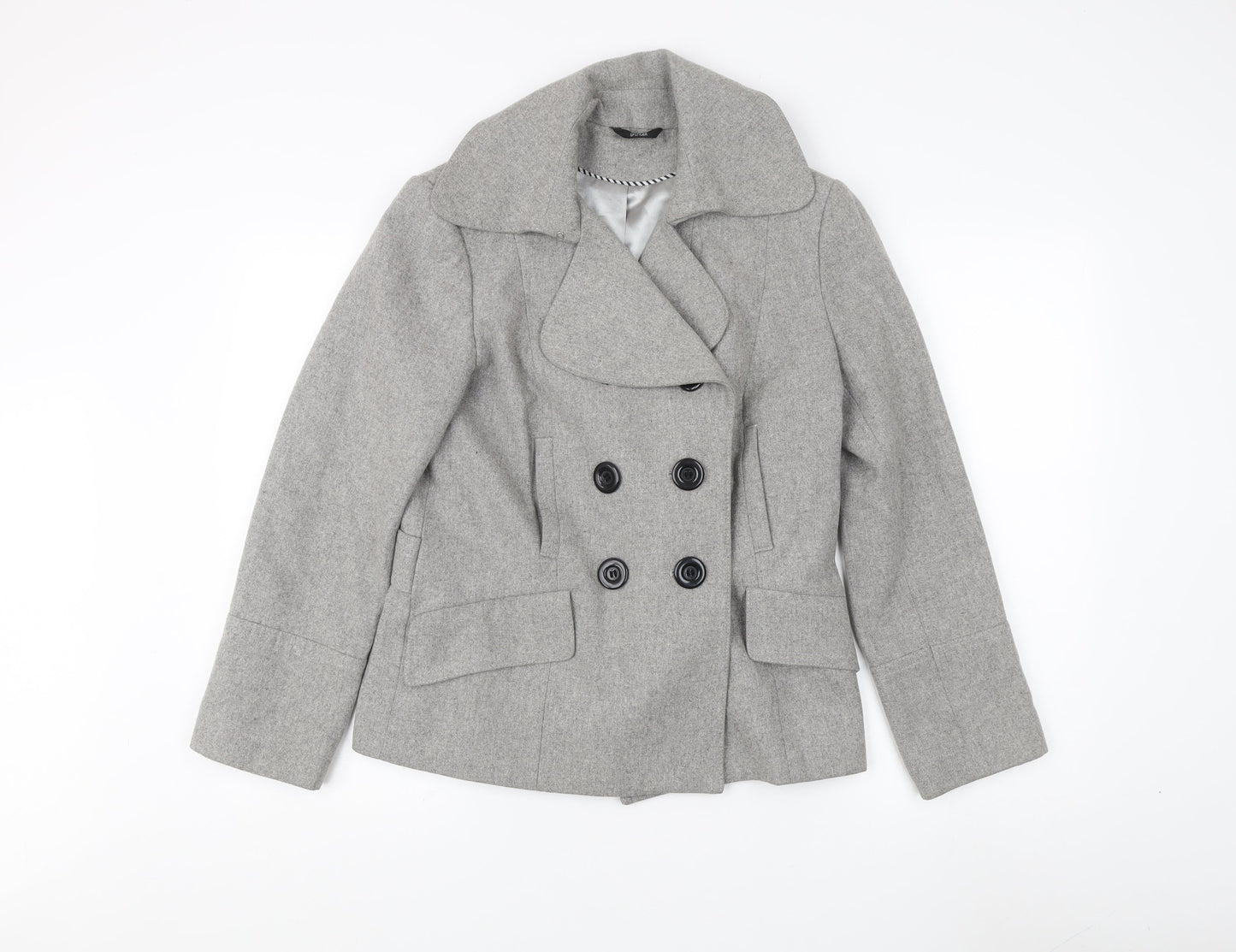 Marks and Spencer Women's Grey Wool Pea Coat Size 10