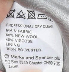 Marks and Spencer Women's Grey Wool Pea Coat Size 10