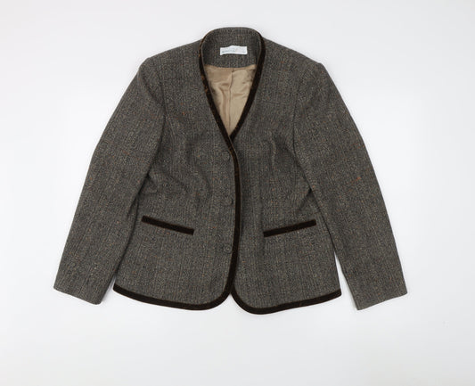 Minosa Women's Brown Tweed Blazer UK 14 Petite