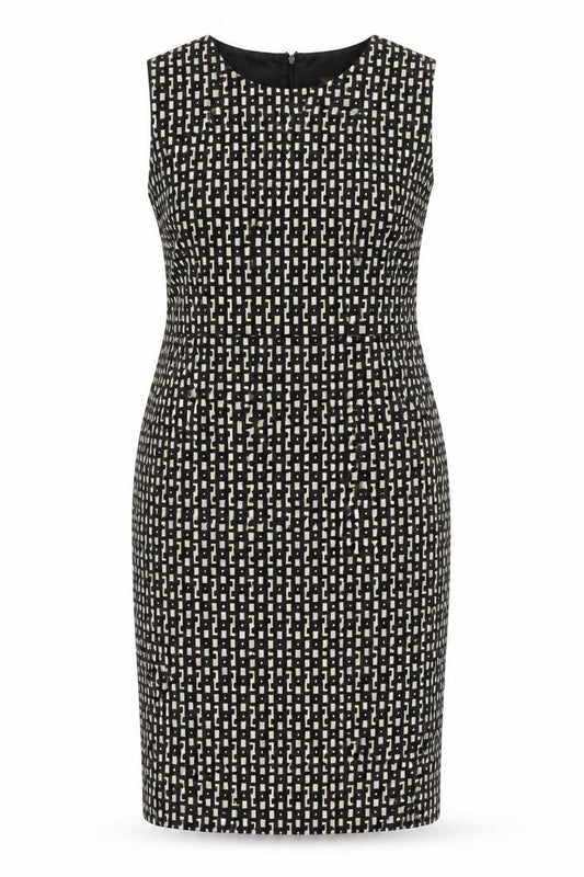 Linea Women's Black Geometric Sheath Dress Size 14