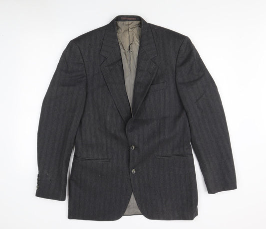 Mr Harry Men's Grey Striped Blazer, Size 38