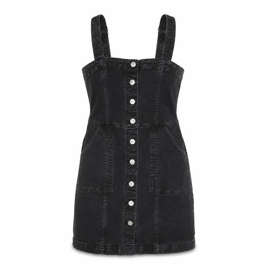 H&M Women's Black Denim Pinafore Dress Size 6