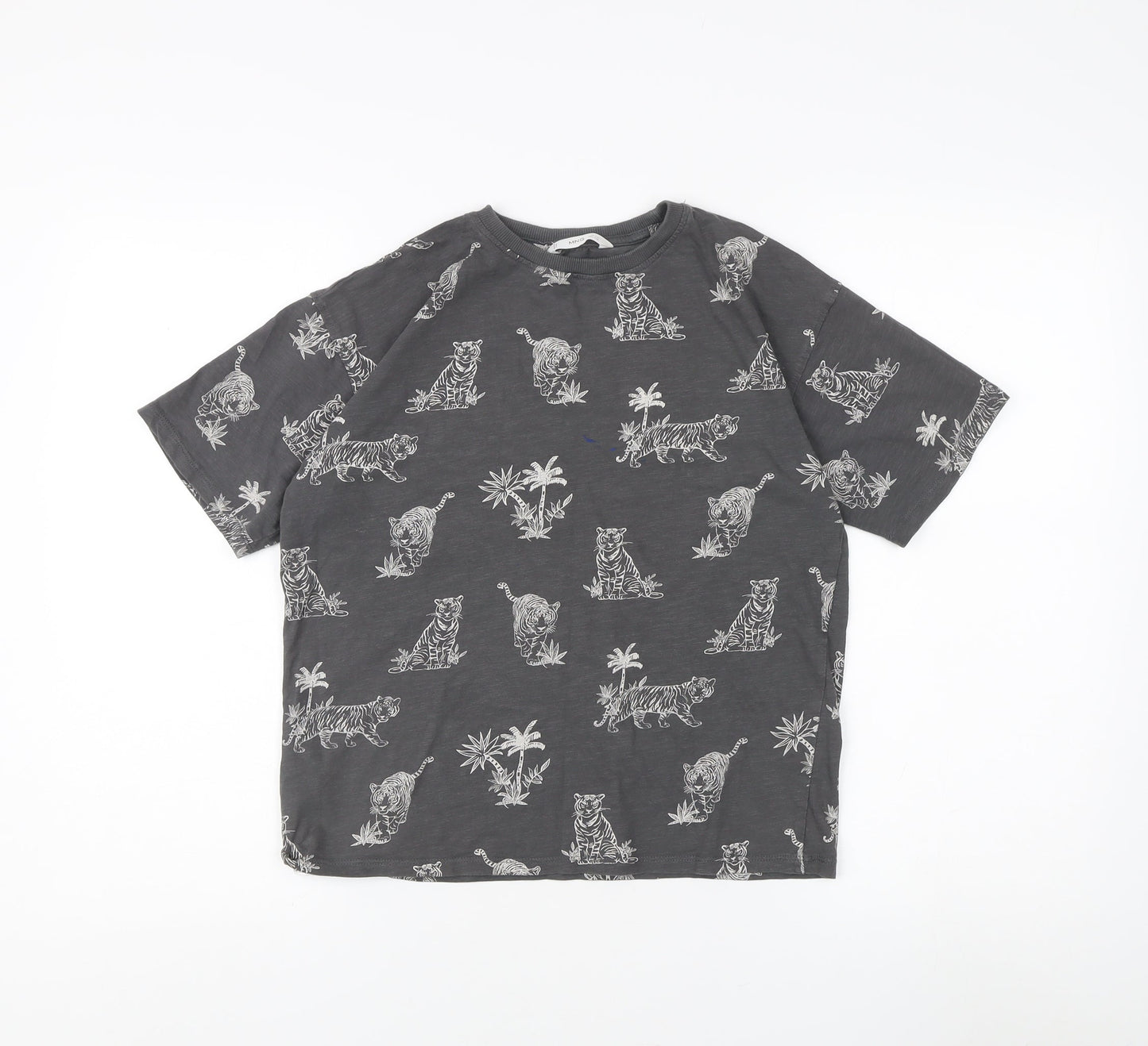 MNG Girls Grey T-Shirt, 11-12 Years Animal Print Cotton