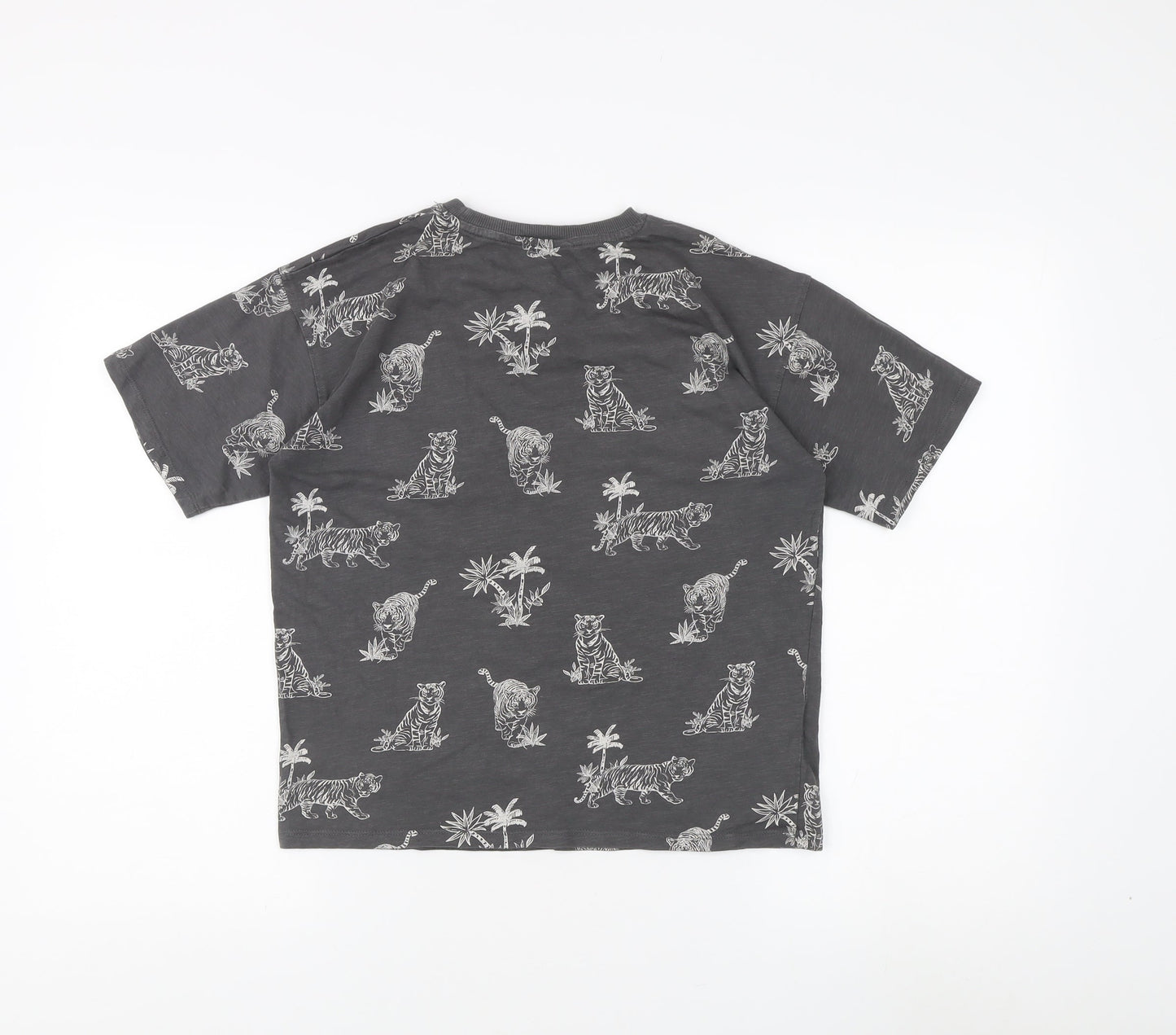 MNG Girls Grey T-Shirt, 11-12 Years Animal Print Cotton