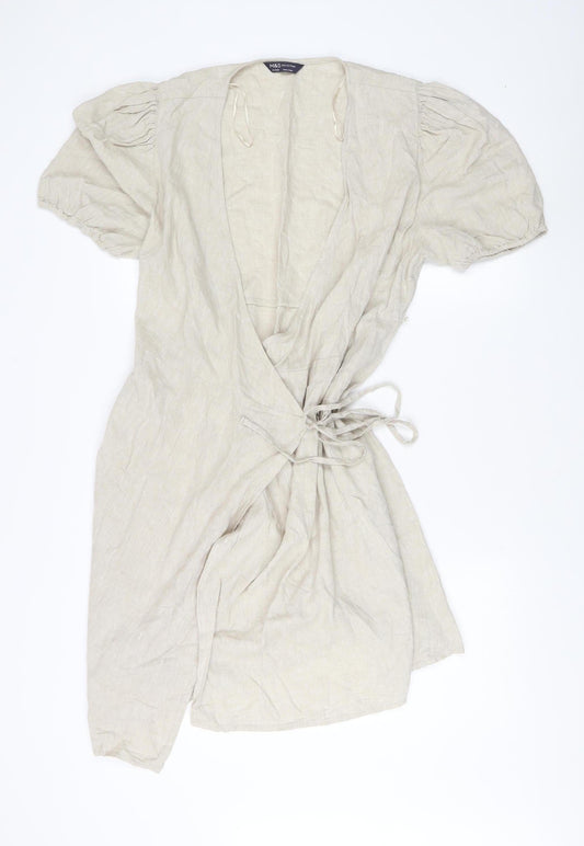 Marks and Spencer Women's Beige Wrap Dress, Size 14