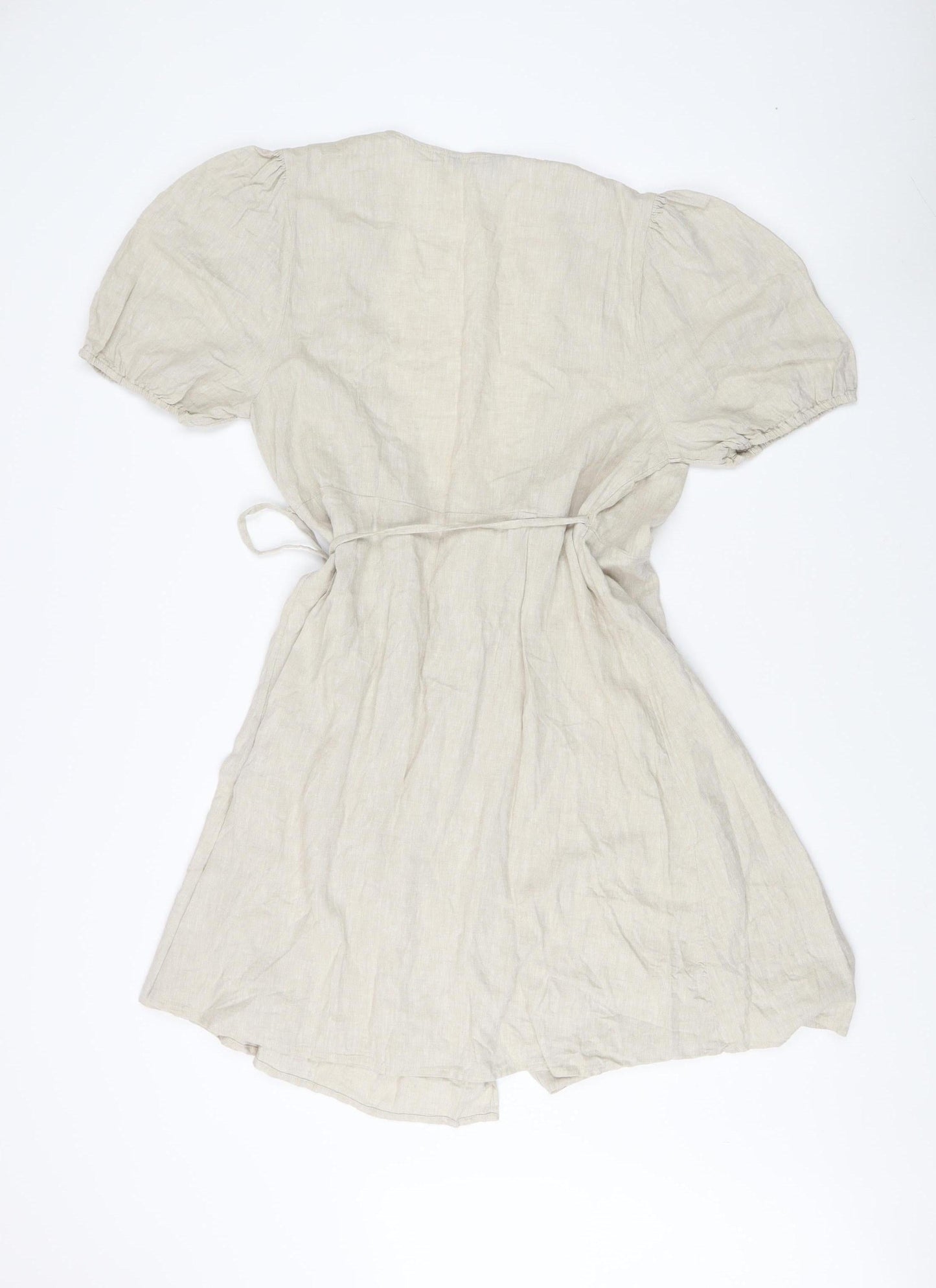 Marks and Spencer Women's Beige Wrap Dress, Size 14