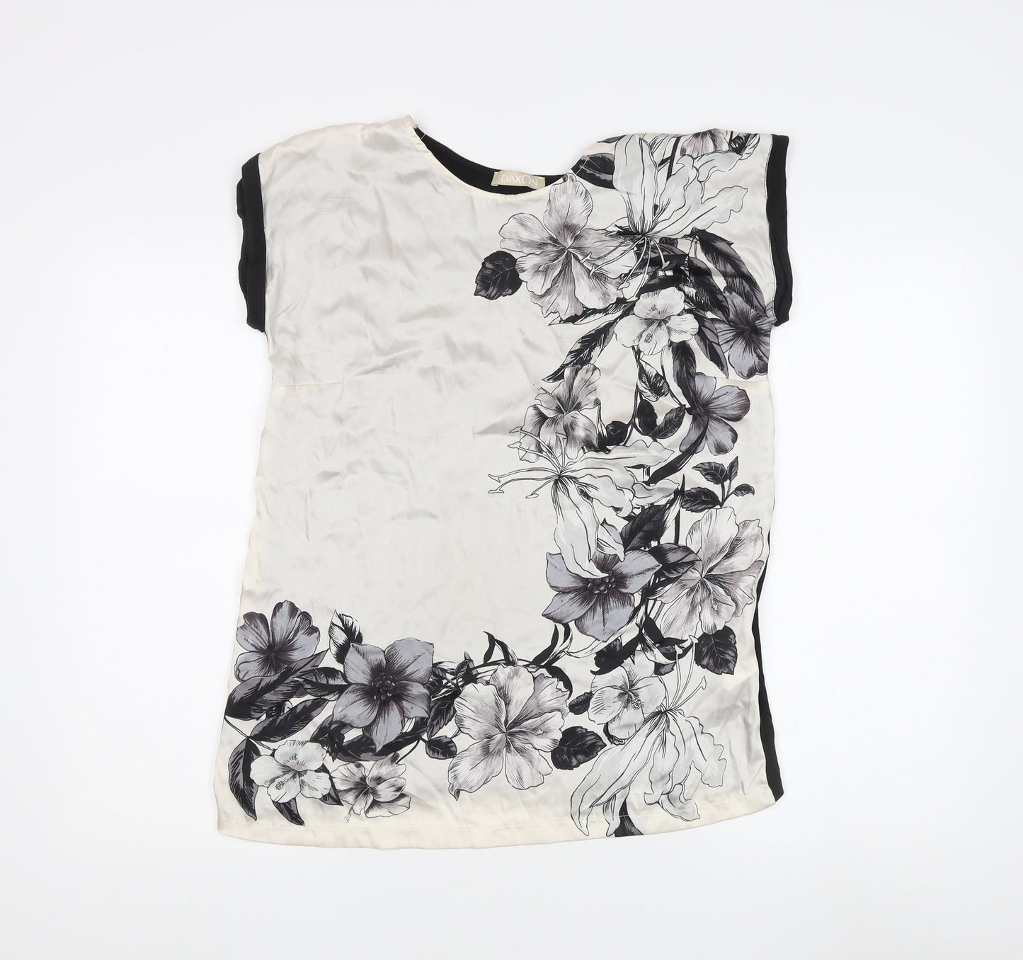 Daxon Women's Black Floral Tunic Top UK Size 10