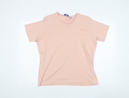 Additional front view of Honor Millburn Women's Pink Embroidered T-Shirt L