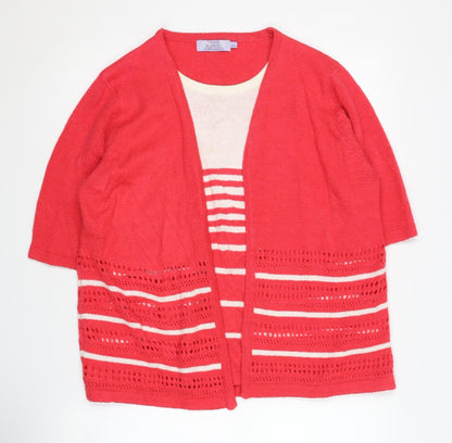Additional front view of Honor Millburn Women's Red Cardigan, L, Knit Jumper