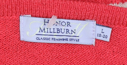 Brand and care label for Honor Millburn Women's Red Cardigan, L, Knit Jumper