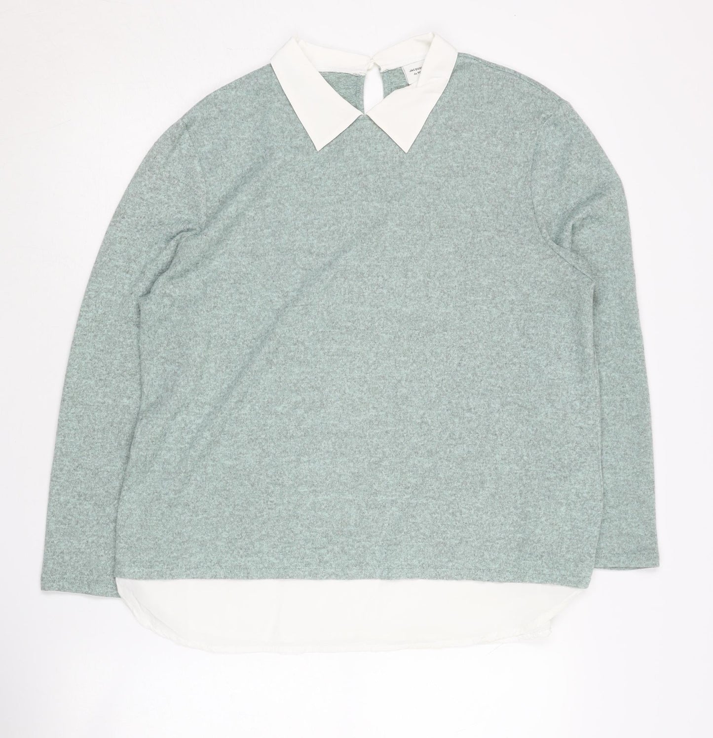 Jacqueline de Yong Women's Green Collared Pullover Jumper L