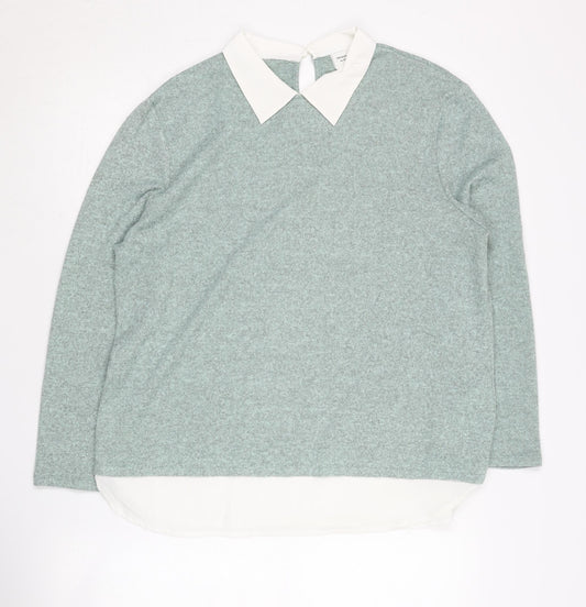 Jacqueline de Yong Women's Green Collared Pullover Jumper L