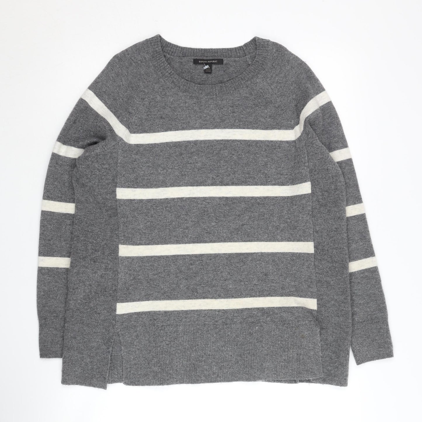 Banana Republic Women's Grey Striped Pullover Jumper XS