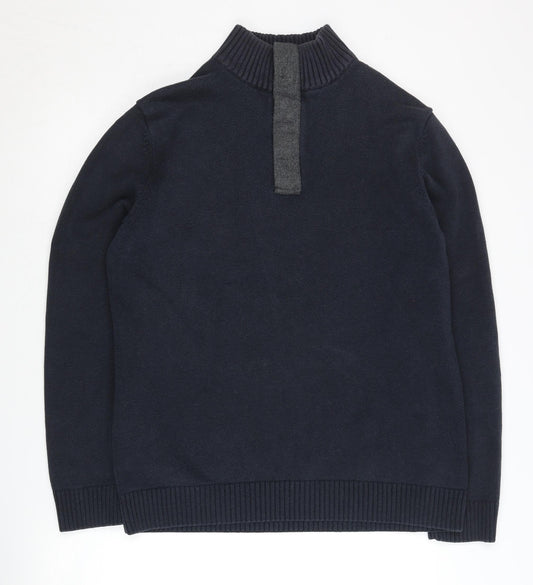 Bäumler Men's Blue Cotton Knit Henley Sweatshirt Size L