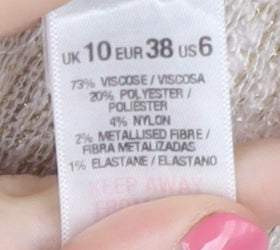 Close-up detail of Miss Selfridge Women’s Ivory Jumper, size UK 10