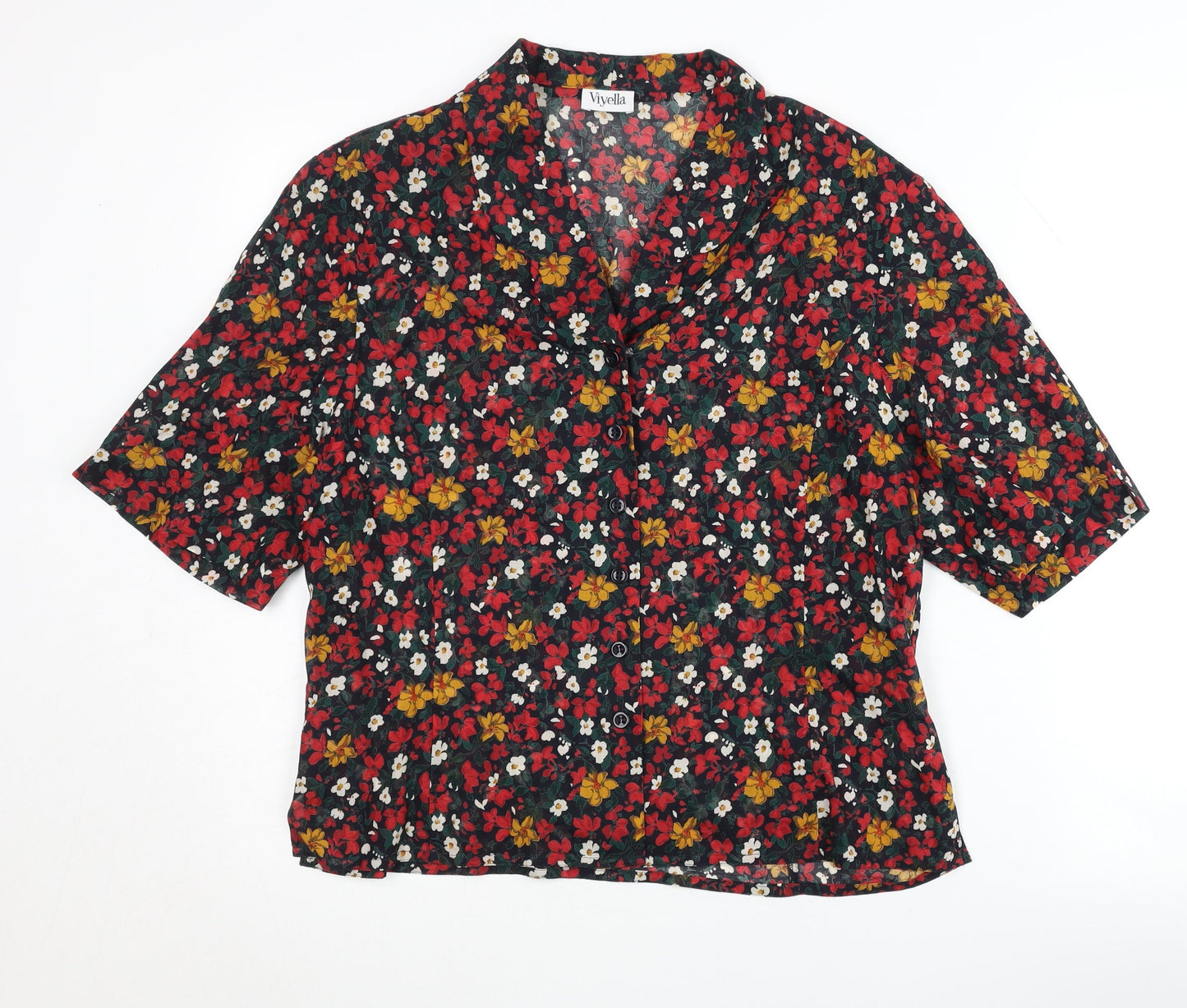 Viyella Women's Multicoloured Floral Cotton Blouse Size 16