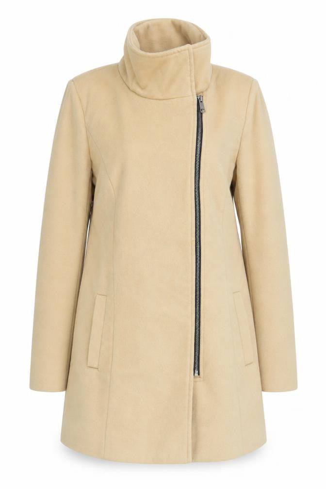 Jacqueline de Yong Women's Beige Coat - Size S, Zip Closure