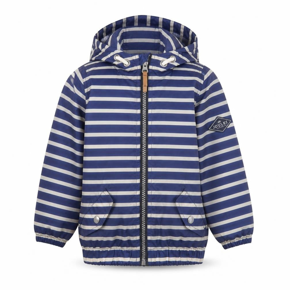 Joules Girls Blue Striped Rain Coat 3 Years