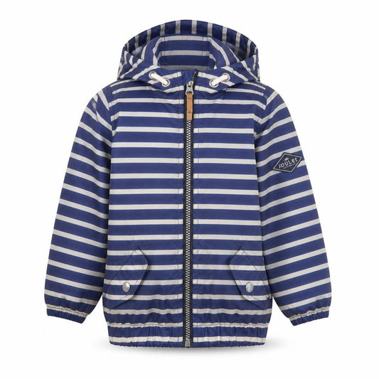 Joules Girls Blue Striped Rain Coat 3 Years