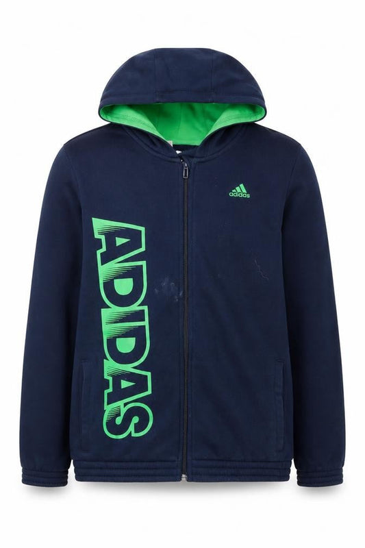 Adidas Boys' Blue Full Zip Hoodie, Age 13-14, Casual Wear