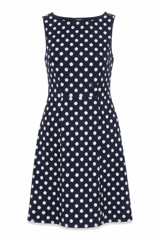 White Stuff Women's Blue Polka Dot Sleeveless Dress