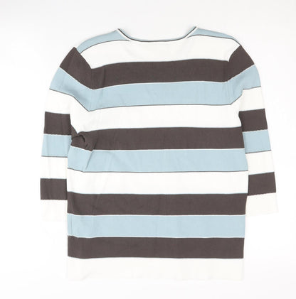 Preloved Eastex Women's Multicoloured Stripe Pullover Jumper Size 10 - Front
