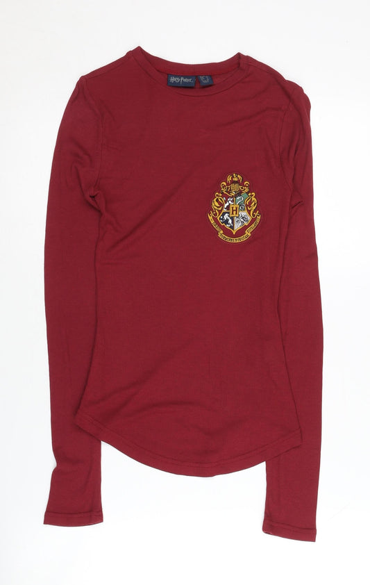 Harry Potter Women's Red Knit Long Sleeve T-Shirt Size 8